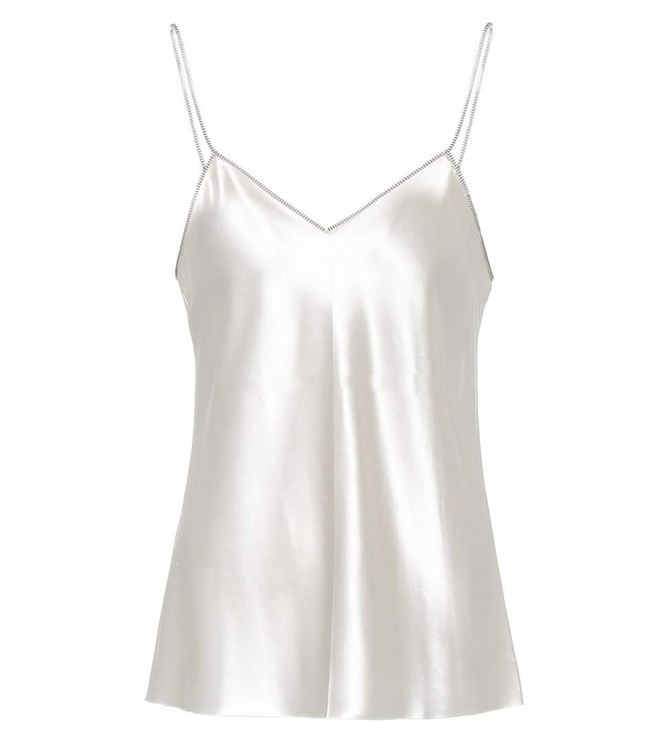 Helmut Lang Zipper-trimmed Silk Camisole In White | ModeSens