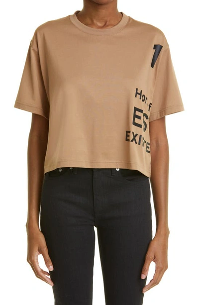 Burberry 'laney' Horseferry Print Cropped T-shirt In Brown