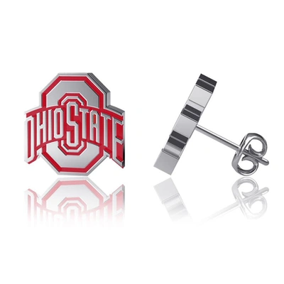 Dayna Designs Ohio State Buckeyes Enamel Post Earrings In Silver