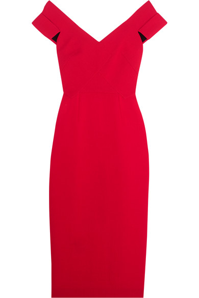 Roland Mouret Woman Grendon Wool-crepe Dress Crimson | ModeSens