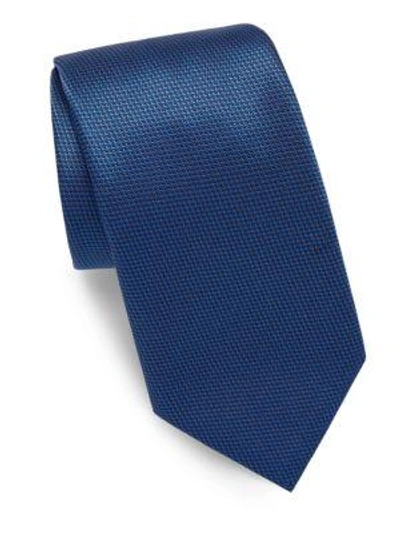 Brioni Houndstooth Silk Tie In Blue
