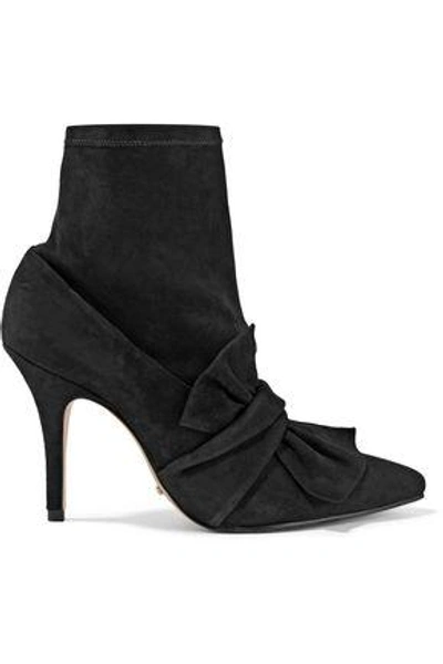Schutz Woman Gorcha Bow-embellished Suede Ankle Boots Black