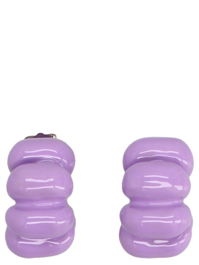 Sunnei Lilac Enamelled Brass Earrings In Purple