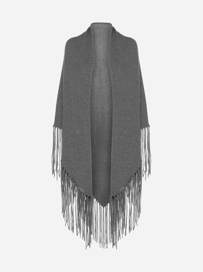 Malo Fringed Cashmere Cape In Ombra