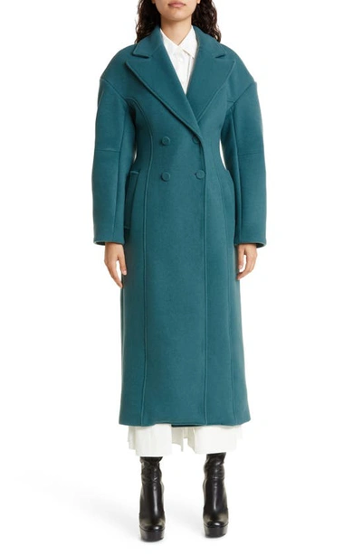 Aknvas Mona Double-breasted Wool-blend Coat In Blue-med