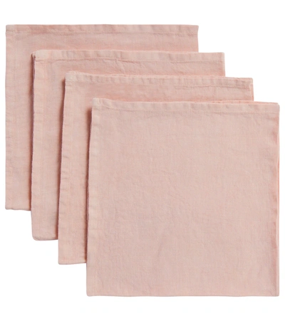 Once Milano Set Of 4 Linen Napkins In Pin