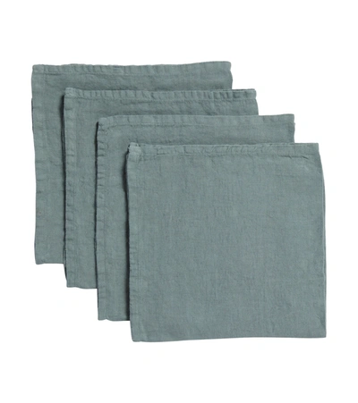 Once Milano Set Of 4 Linen Napkins In Grn