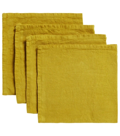 Once Milano Set Of 4 Linen Napkins In Yel