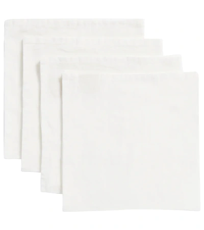 Once Milano Set Of 4 Linen Napkins In Whi