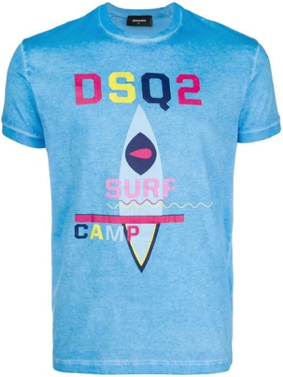 Dsquared2 Surf Camp Graphic Cotton Tee In Blue