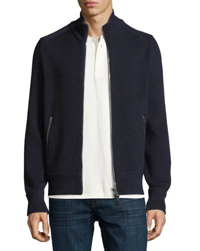 Tom Ford Ribbed Extrafine Turtleneck Sweater In Navy