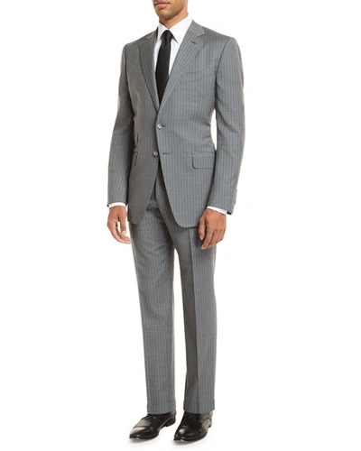Tom Ford Pinstripe Two-piece Wool Suit In Light Gray