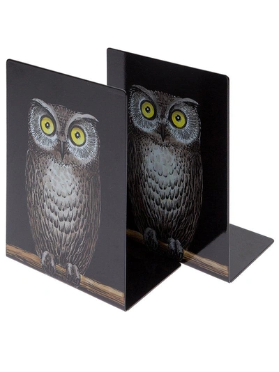 Fornasetti Owl Bookends In Black