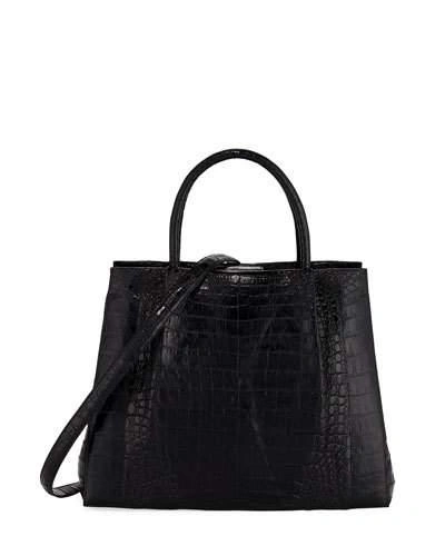 Nancy Gonzalez Medium Crocodile Carryall Tote Bag In Black