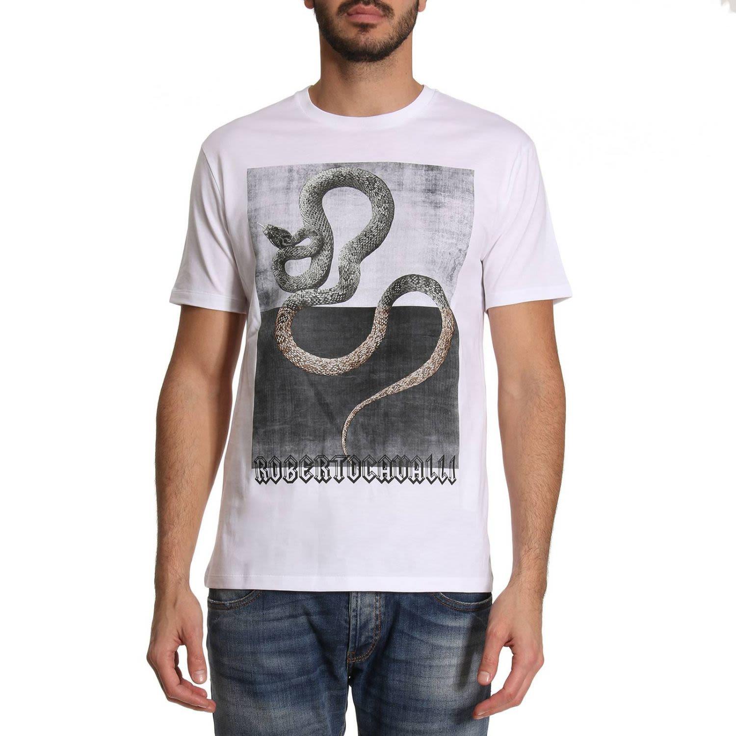 Roberto Cavalli Snake Print T-shirt - White | ModeSens