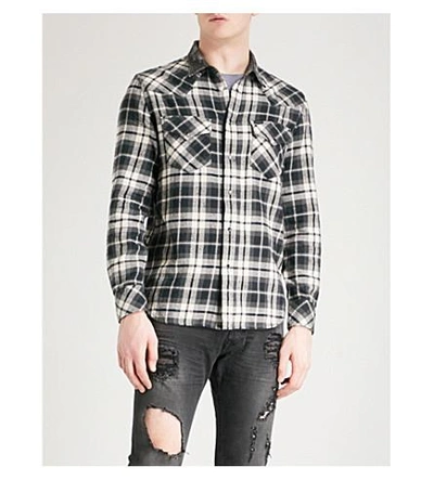 Diesel S-east Checked Cotton Shirt In Black