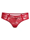 Fleur Du Mal Women's Rose Lace Hipster Thong In Rouge
