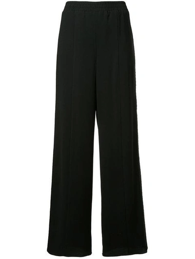 Goen J Wide-leg Trousers With Lace Side Panels In Black