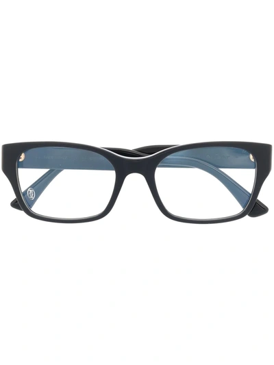 Cartier Polished-effect Rectangle-frame Glasses In Blue