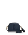 Marc Jacobs Shutter Leather Half Moon Crossbody Bag In Blue Sea/gold