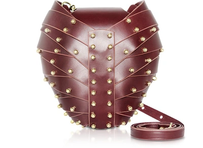 Una Burke Handbags Merlot Leather Heart Bag In Rouge