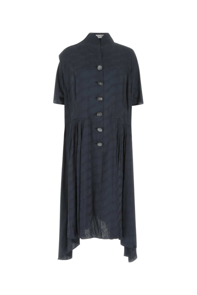 Balenciaga Bb Monogram Jacquard Oversize Asymmetric Hem Shirtdress In Grey