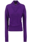 Sportmax Ribbed-trim V-neck Jumper In Purple