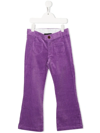 Mini Rodini Kids' Corduroy Flared Trousers In Purple
