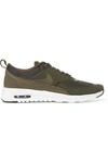 Nike Air Max Thea Rubber, Stretch-mesh And Croc-effect Leather Sneakers In Army Green