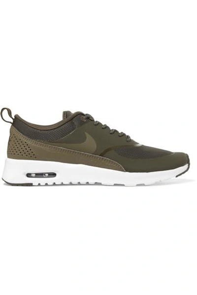 Nike Air Max Thea Rubber, Stretch-mesh And Leather Sneakers In Army Green | ModeSens