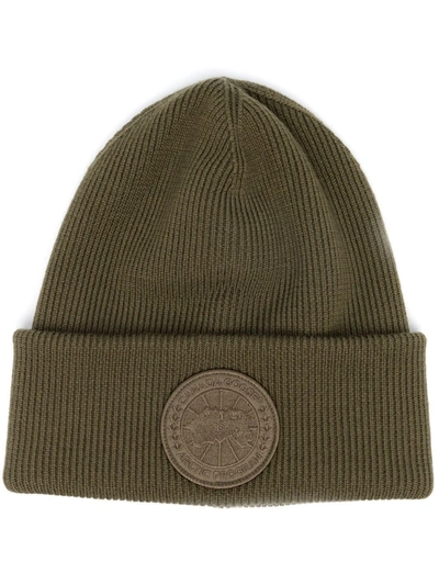 Canada Goose Arctic Disc-embellished Wool Beanie In Green