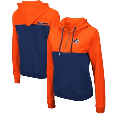 Colosseum Orange/navy Auburn Tigers Aidan Lightweight Half-zip Hoodie In Orange,navy