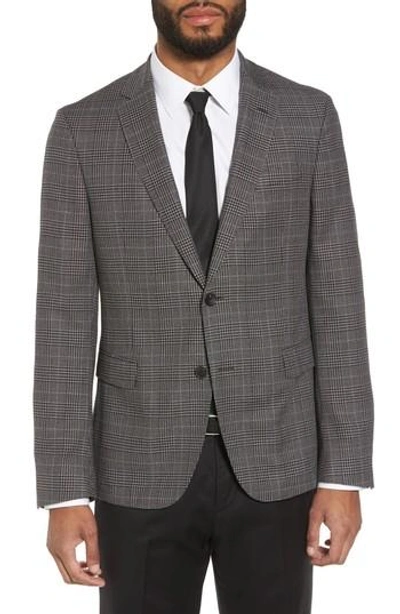Hugo Boss Nobis Slim Fit Plaid Wool & Silk Blend Sport Coat In Open Grey