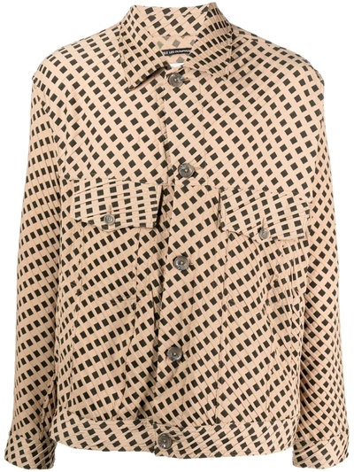 Song For The Mute Woven-print Button-up Jacket In Neutrals