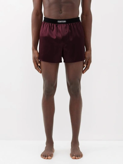 Tom Ford Silk Satin Boxer Briefs In Bordeaux