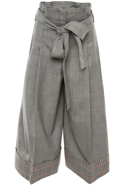 Alexander Mcqueen Wide-leg Check Trousers In Black Ivory