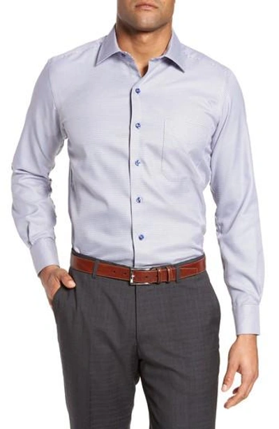 David Donahue Print Sport Shirt In Chocolate