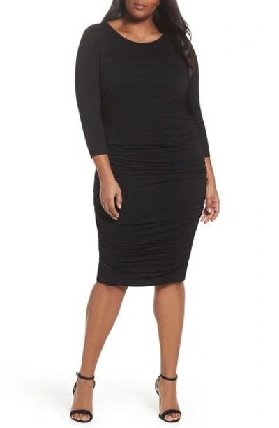 Vince Camuto Side Ruched Sheath Dress In Rich Black