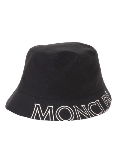 Moncler Logo印花棉渔夫帽 In Black