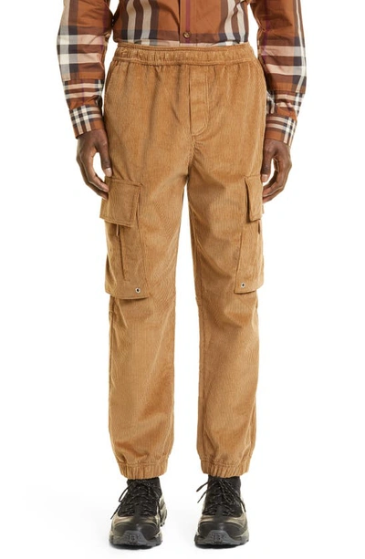 Burberry Javier Cotton Corduroy Cargo Joggers In Brown