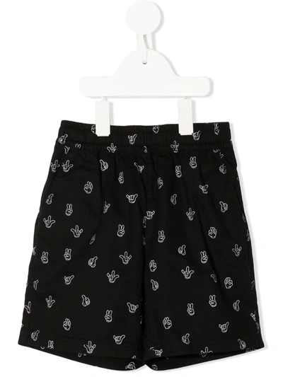 Molo Kids' Mickey Mouse Print Shorts In Black