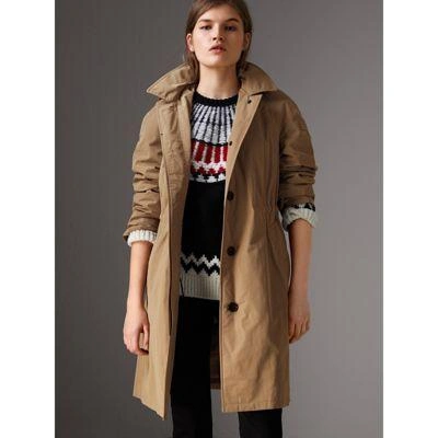 Burberry Detachable Hood Showerproof Car Coat In Sisal | ModeSens