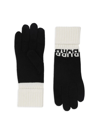 Burberry Logo Intarsia Two-tone Cashmere Gloves In Black White