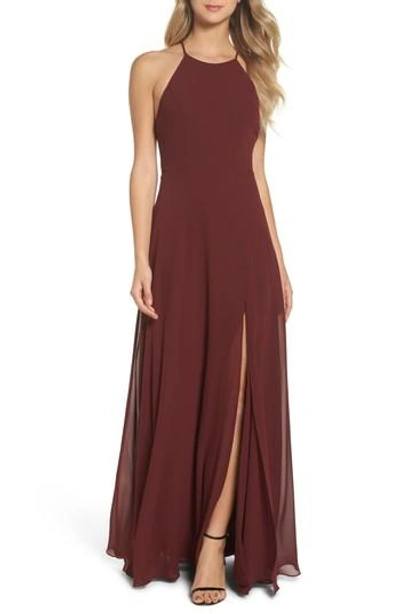 Jenny Yoo Kayla A-line Halter Gown In Hibiscus