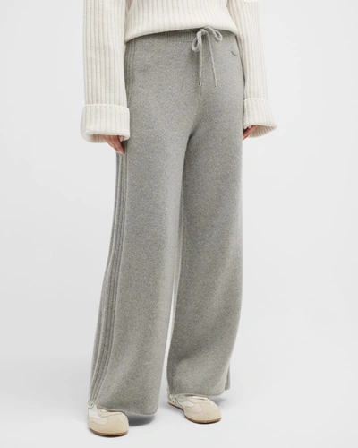 Moncler Cashmere-blend Wide-leg Sweatpants In Grey