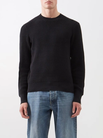Rag & Bone Icons Dexter Waffle-knit Cotton Sweater In Black