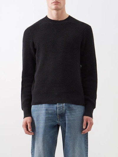 Rag & Bone Icons Dexter Waffle-knit Cotton Jumper In Black