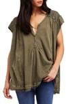 Free People Aster Henley Top In Army