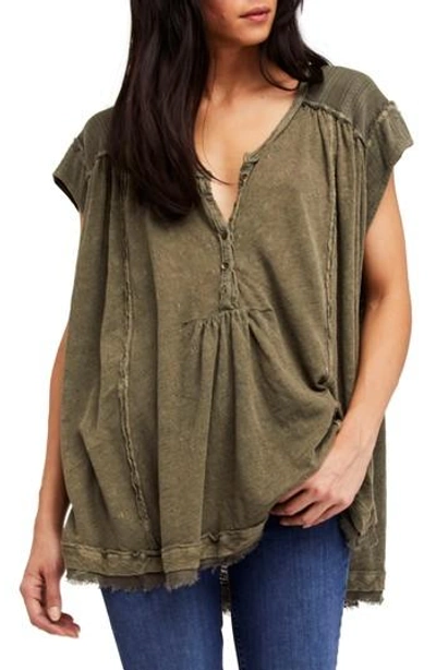 Free People Aster Henley Top In Army