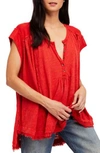 Free People Aster Henley Top In Red